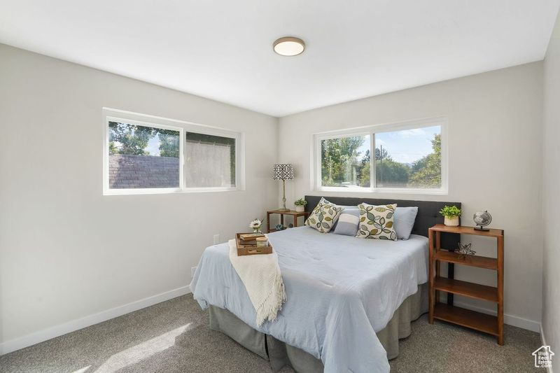 Bedroom with carpet