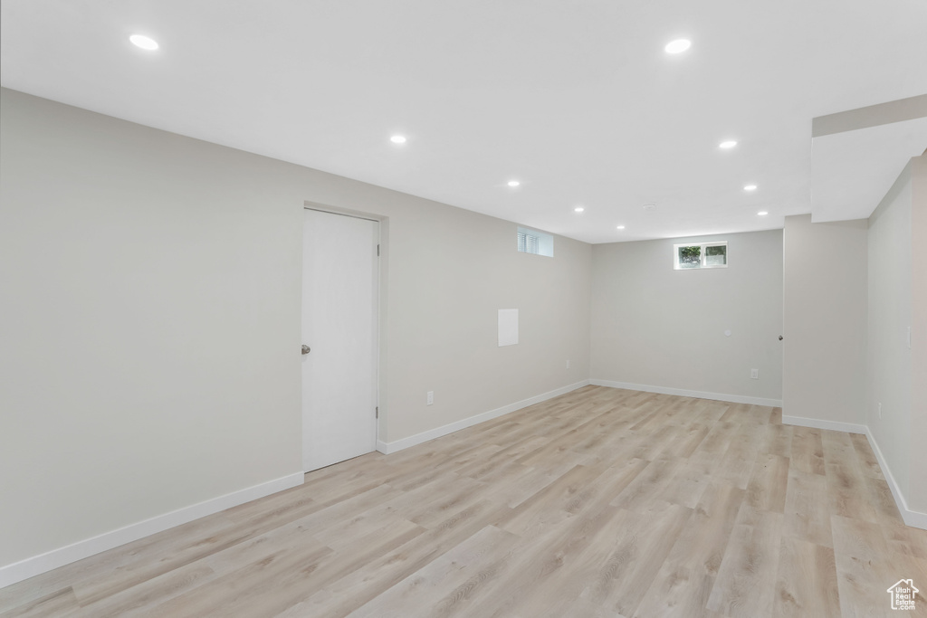 Empty room featuring light wood-type flooring