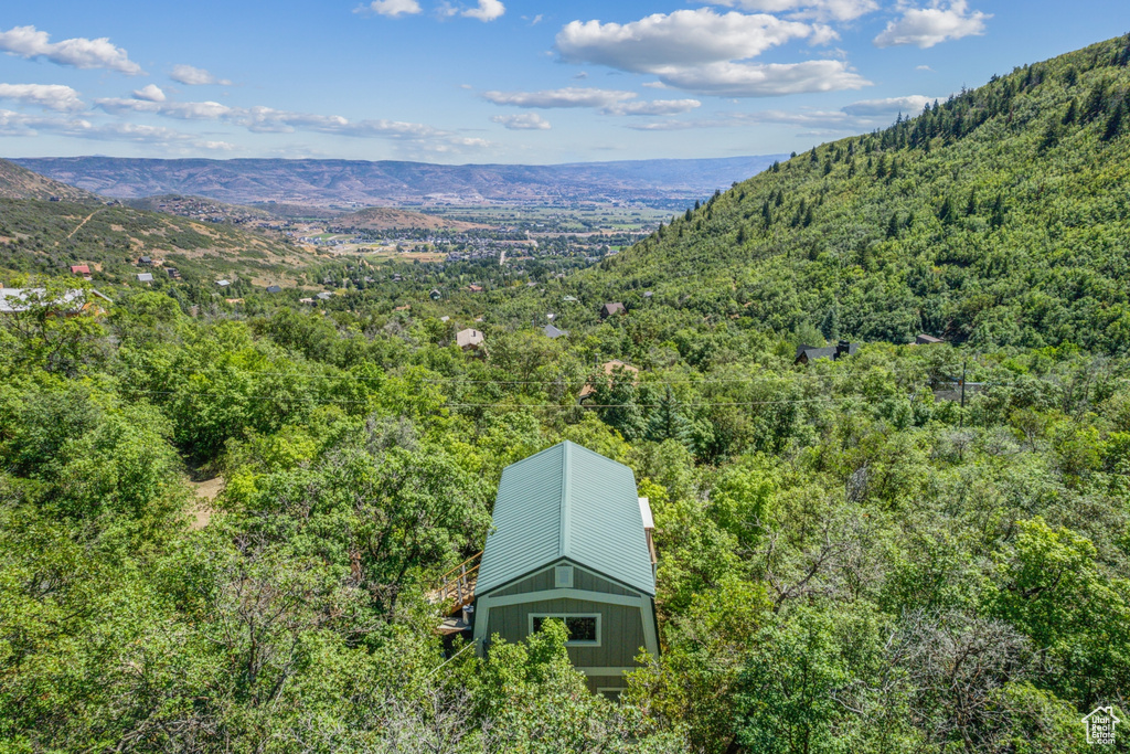 Drone / aerial view with a mountain view