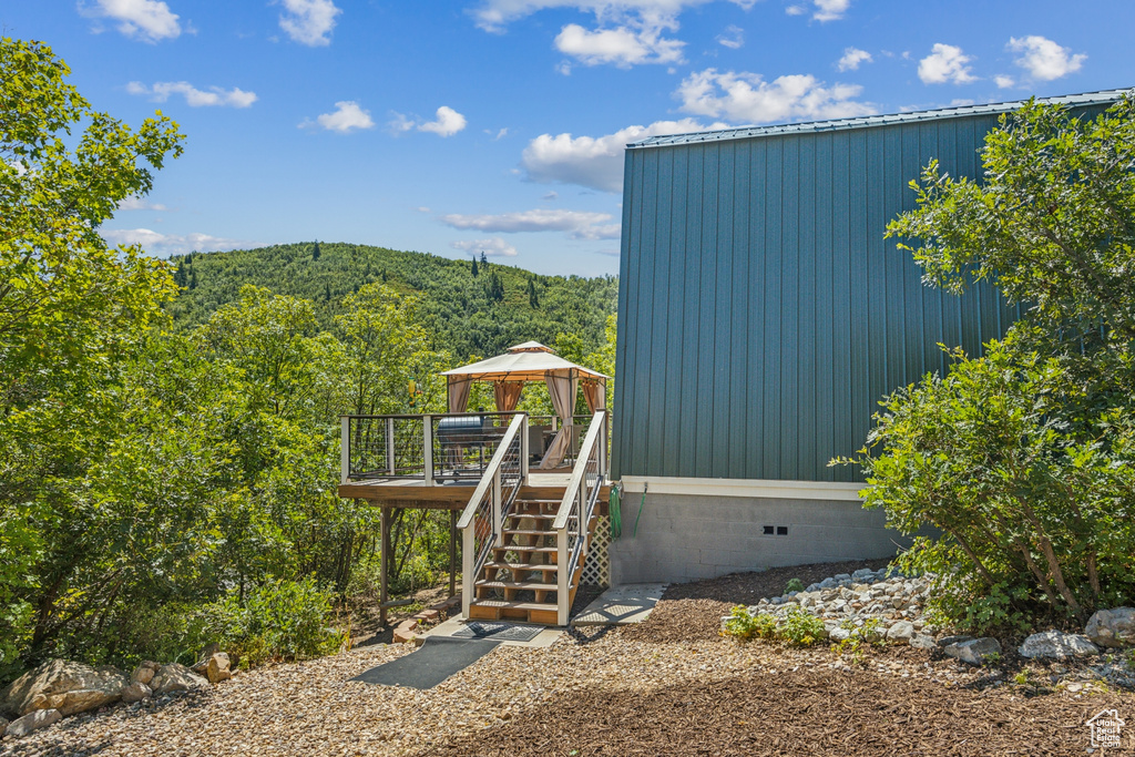 Exterior space featuring a gazebo