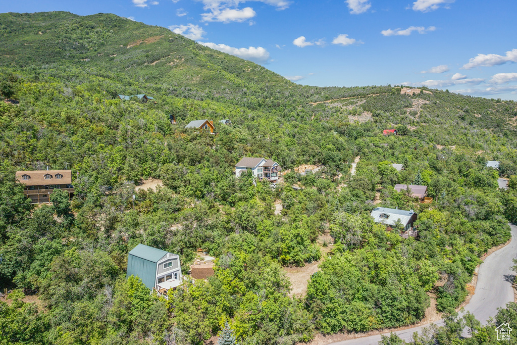 Bird's eye view with a mountain view