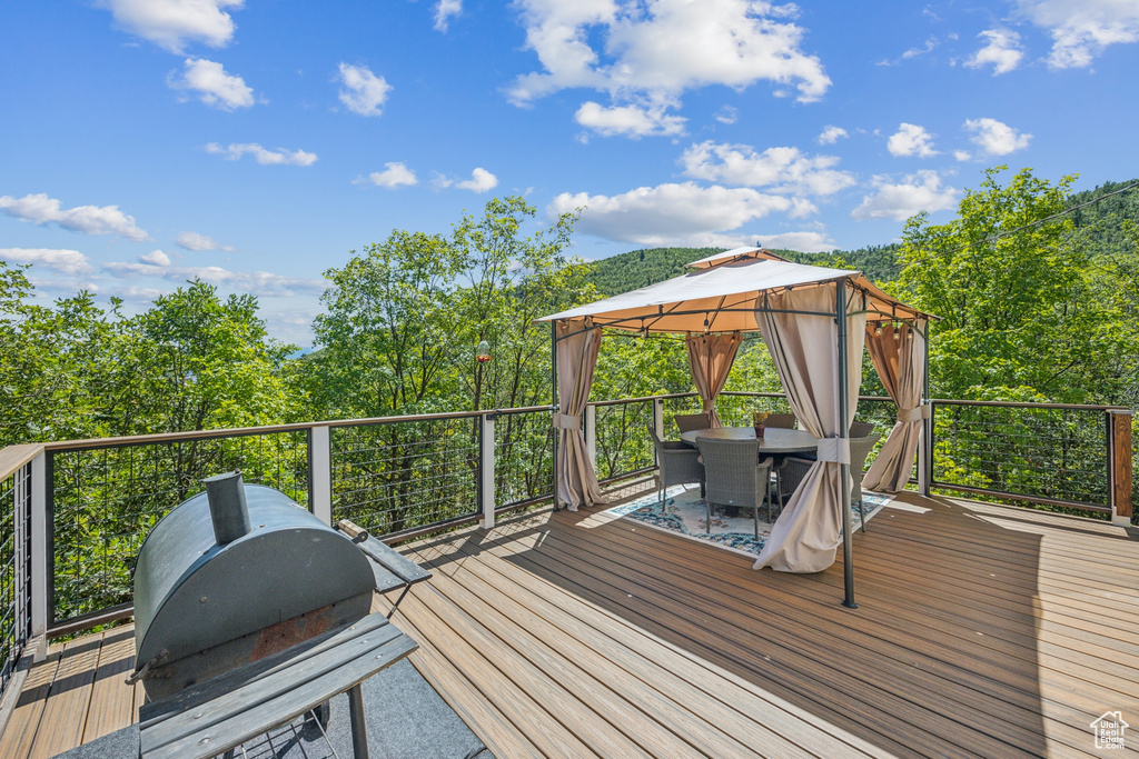 Deck with area for grilling and a gazebo