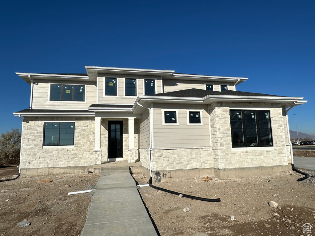 View of prairie-style home