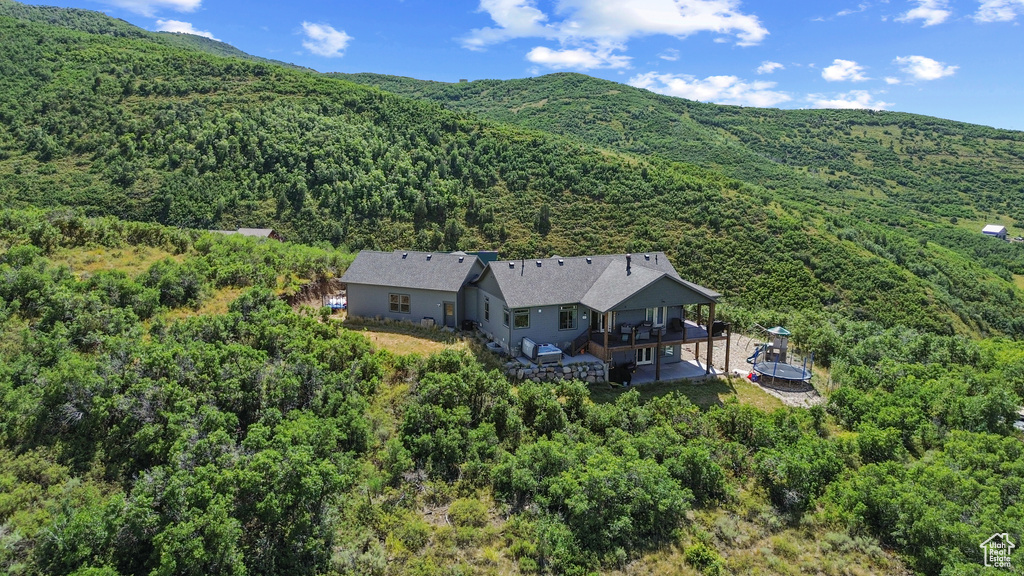 Drone / aerial view with a mountain view