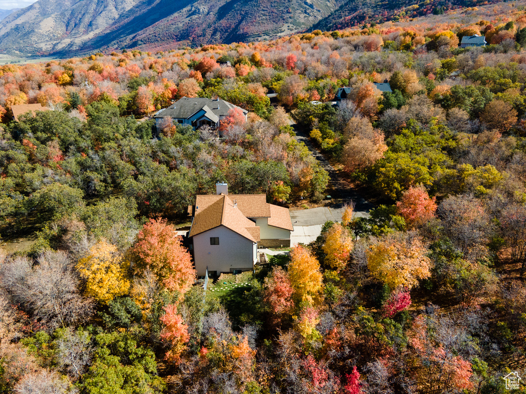 Drone / aerial view with a mountain view