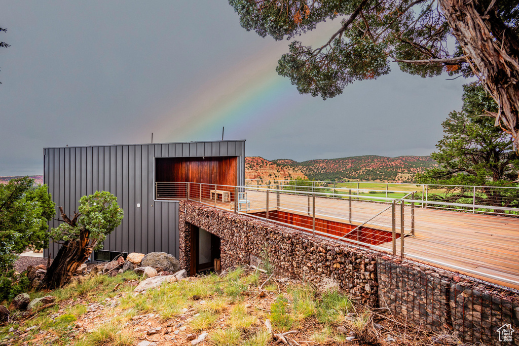 Exterior space with a mountain view