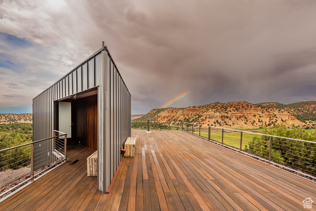 Deck with a mountain view