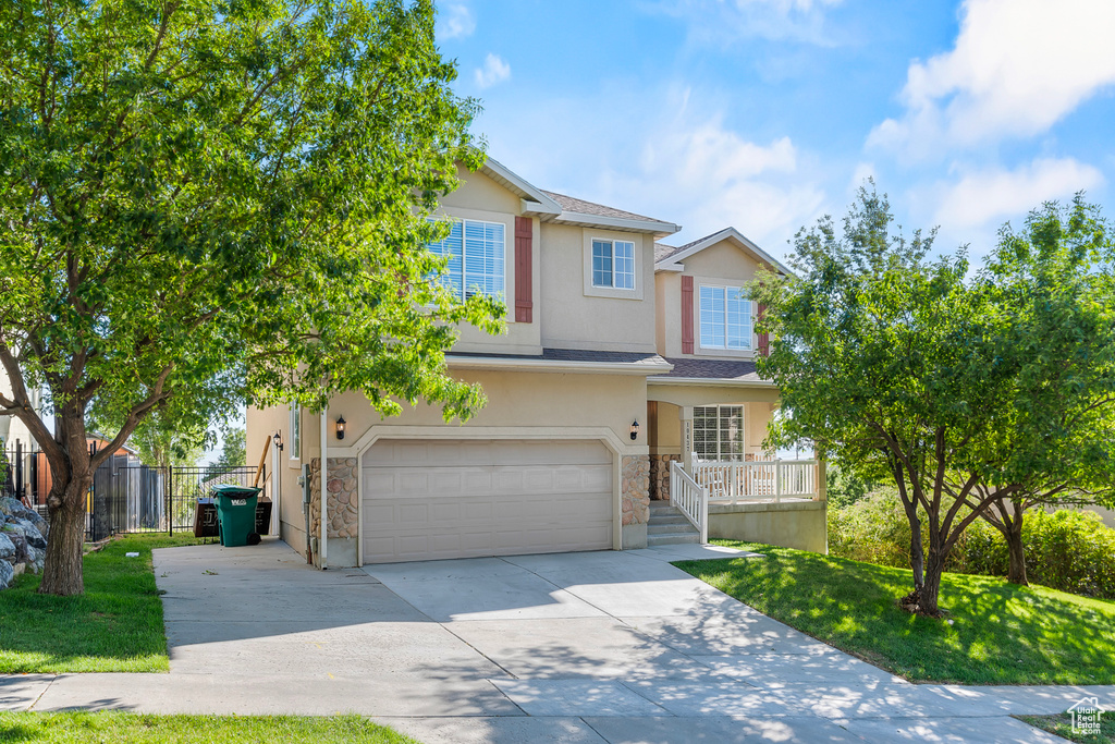 View of front of house with a garage