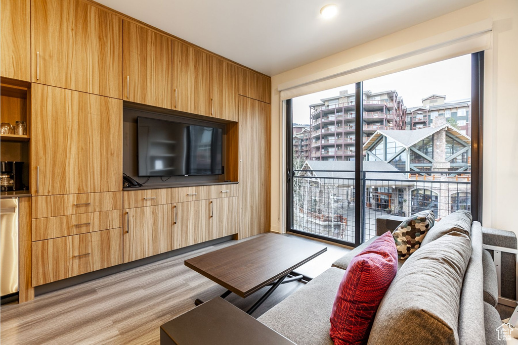 Living room featuring light wood-type flooring