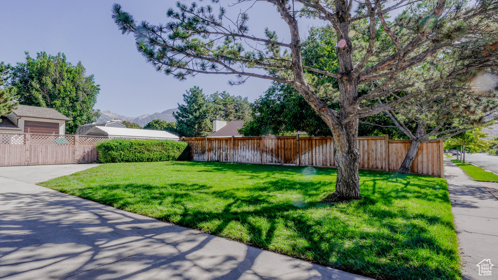 View of yard featuring a mountain view