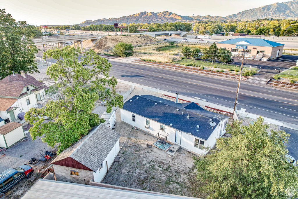 Drone / aerial view with a mountain view