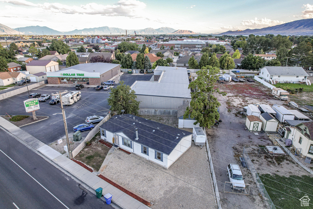 Aerial view featuring a mountain view