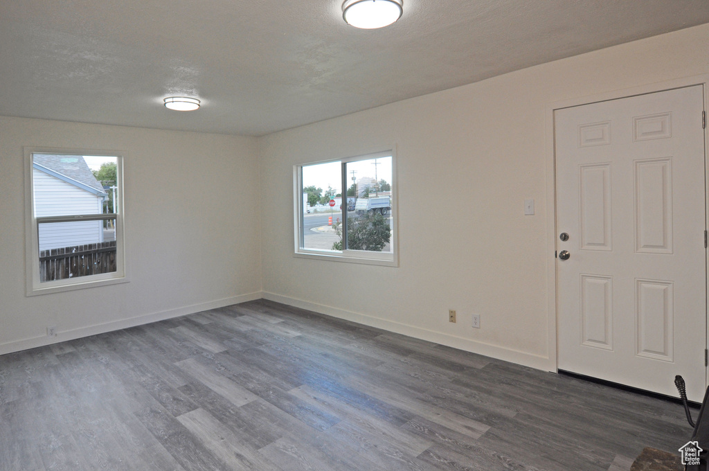 Interior space with hardwood / wood-style flooring and a wealth of natural light