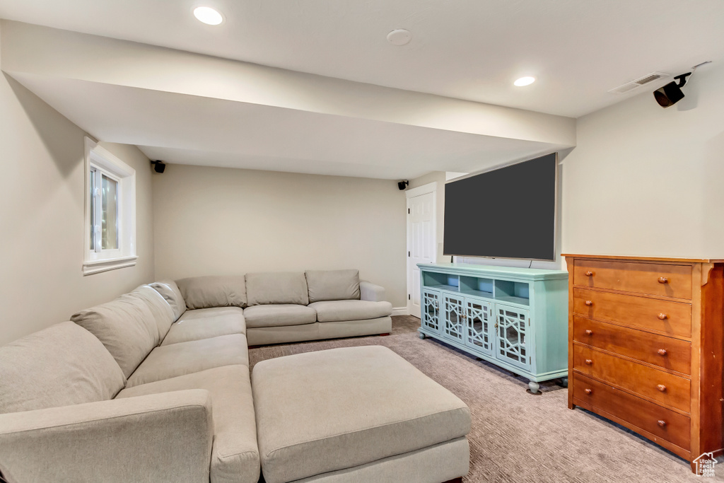 Living room featuring carpet flooring