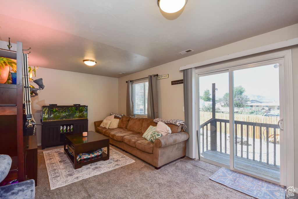 View of carpeted living room