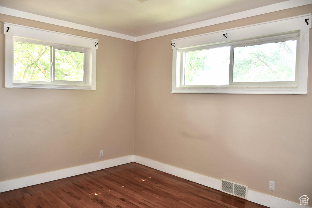 Unfurnished room featuring a wealth of natural light and wood-type flooring