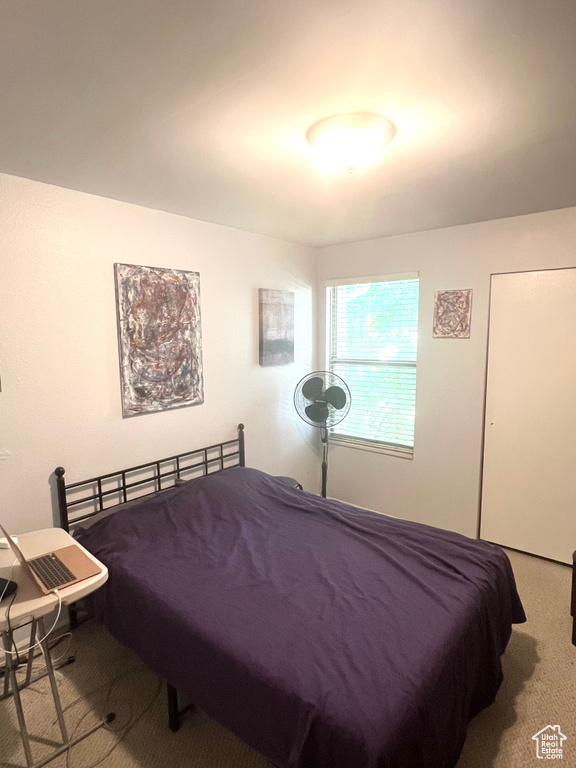 Bedroom with carpet flooring