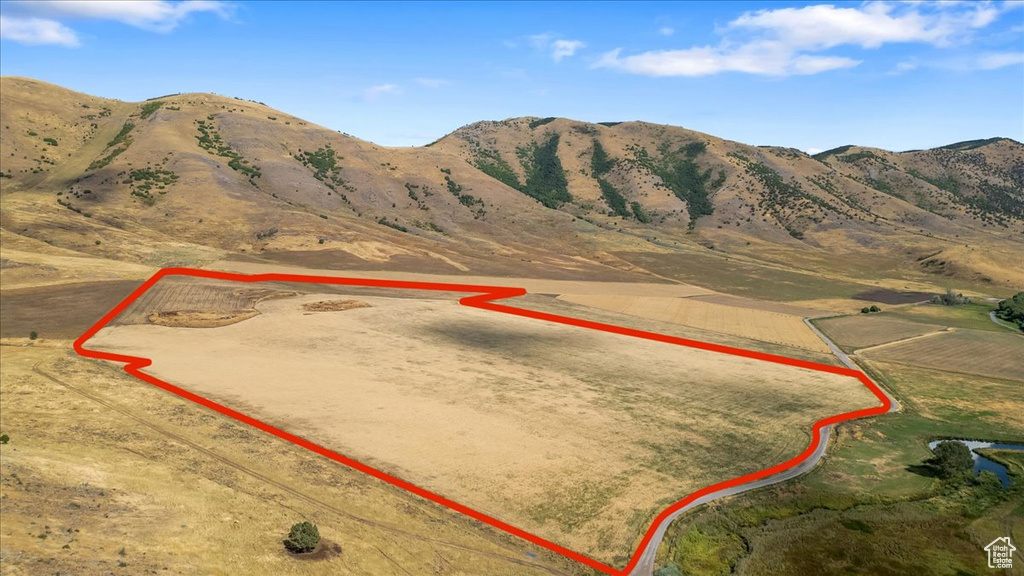 Drone / aerial view featuring a rural view and a mountain view