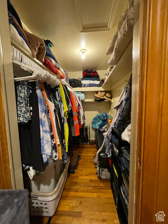 Spacious closet with light wood-type flooring