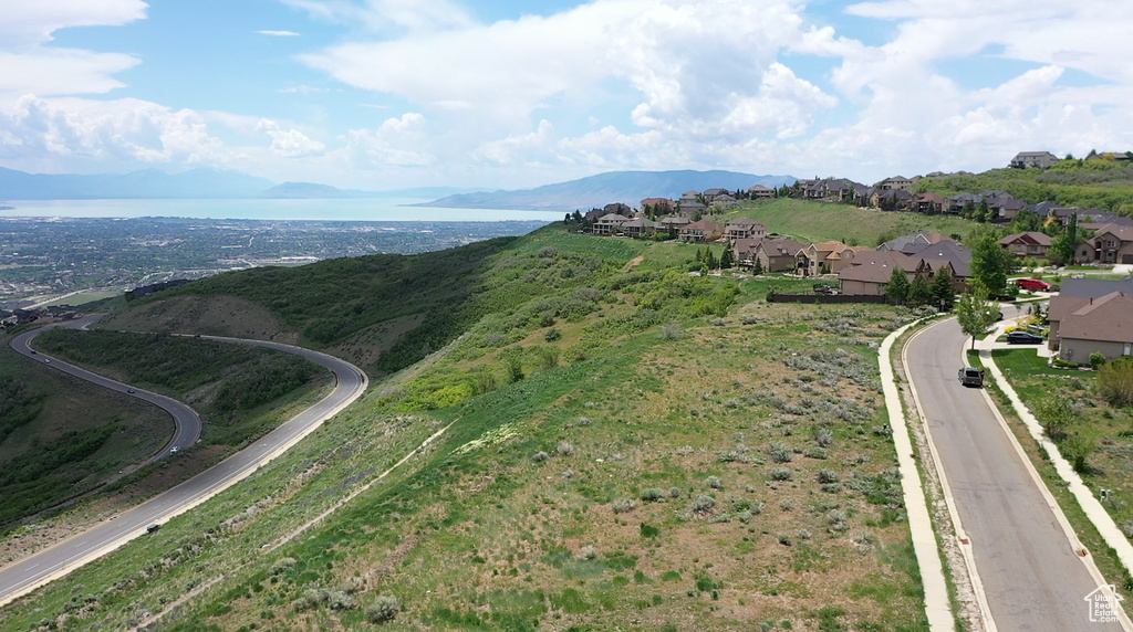 Drone / aerial view with a mountain view