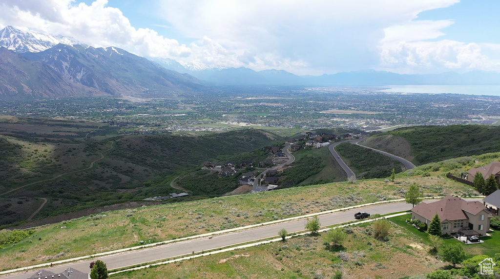 Drone / aerial view with a mountain view