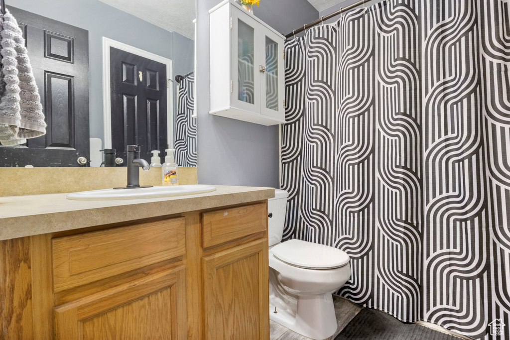 Bathroom featuring vanity and toilet