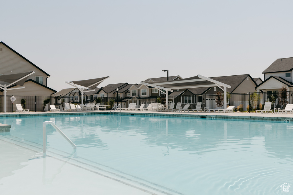 View of pool featuring a patio