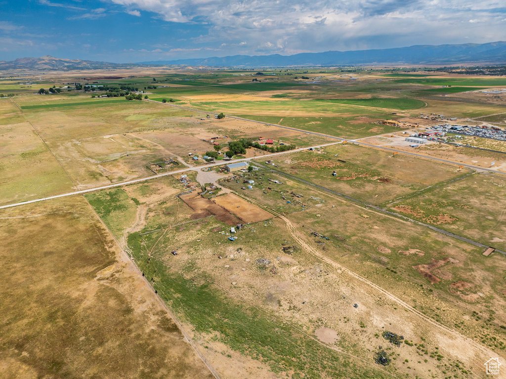 Drone / aerial view featuring a rural view and a mountain view