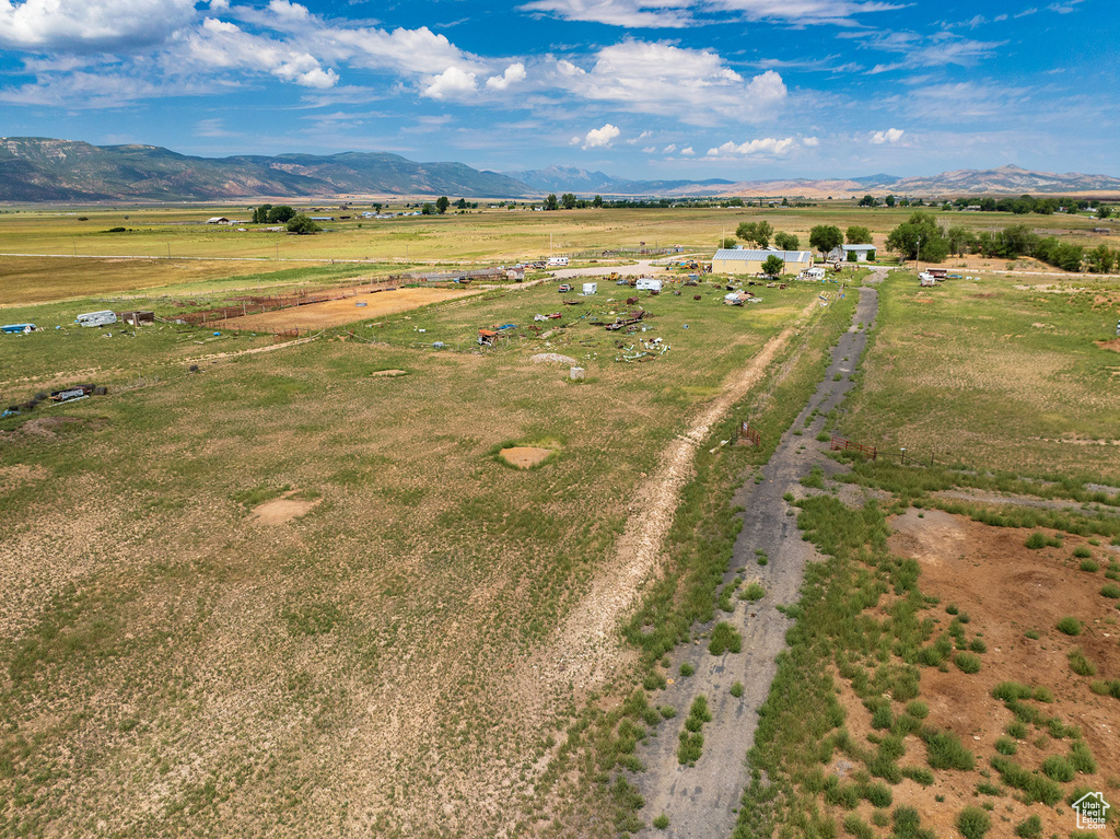 Aerial view with a rural view and a mountain view