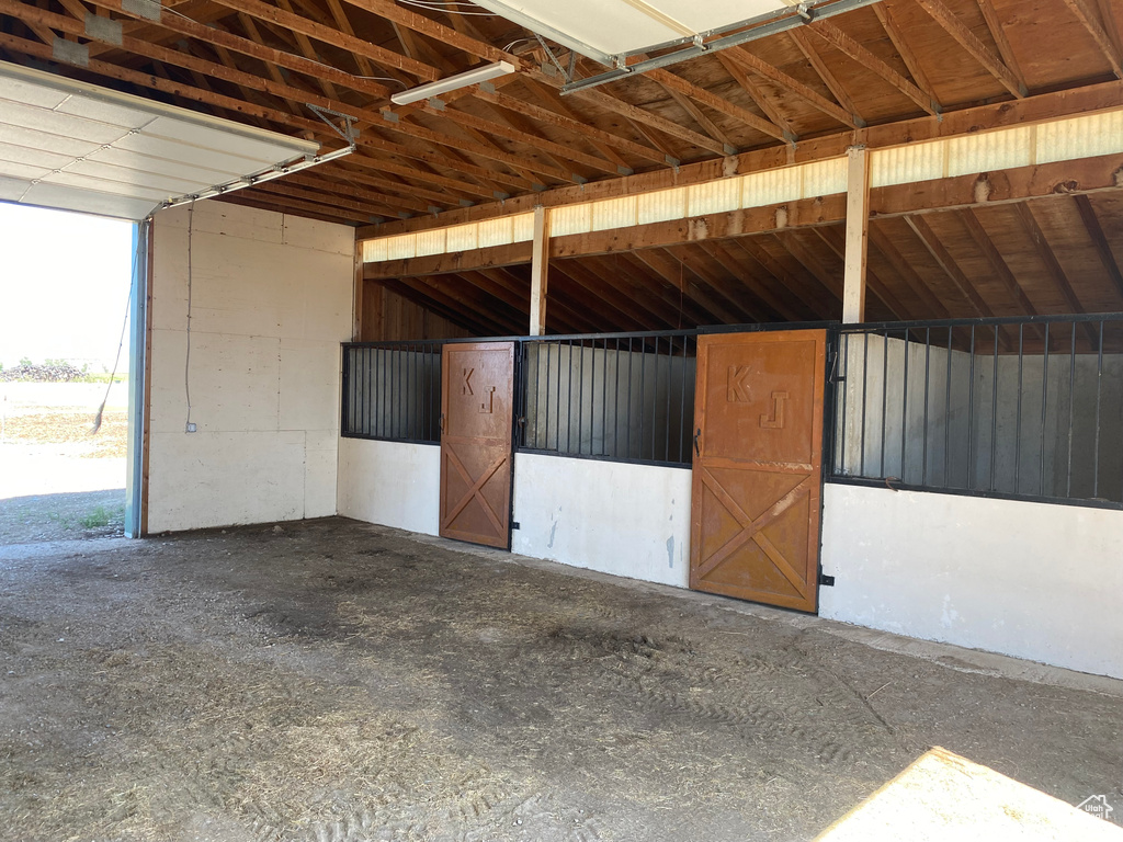 View of horse barn