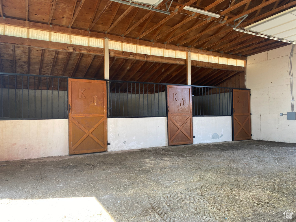 View of horse barn