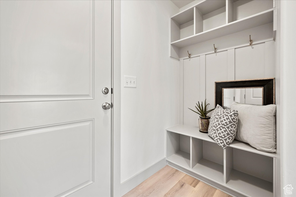 Mudroom featuring light hardwood / wood-style floors