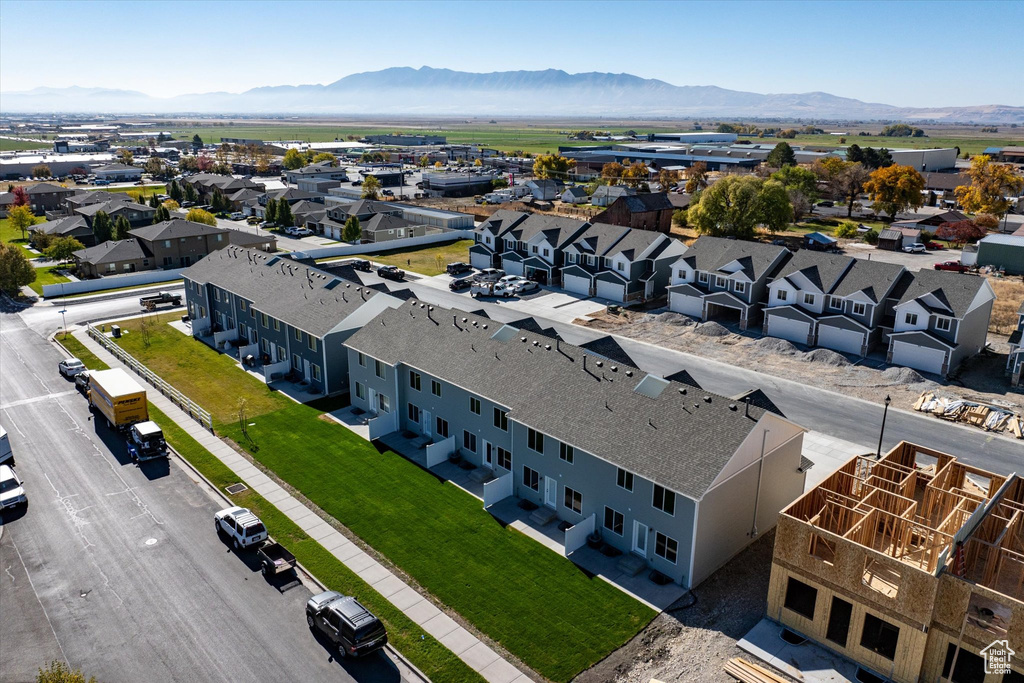 Drone / aerial view with a mountain view