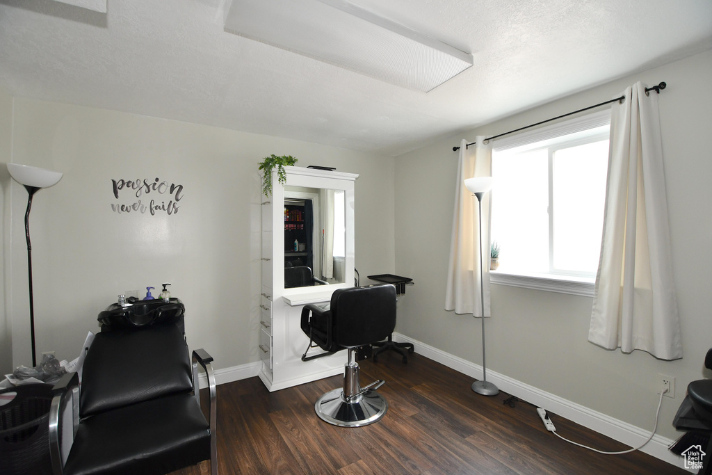 Office space featuring hardwood / wood-style flooring