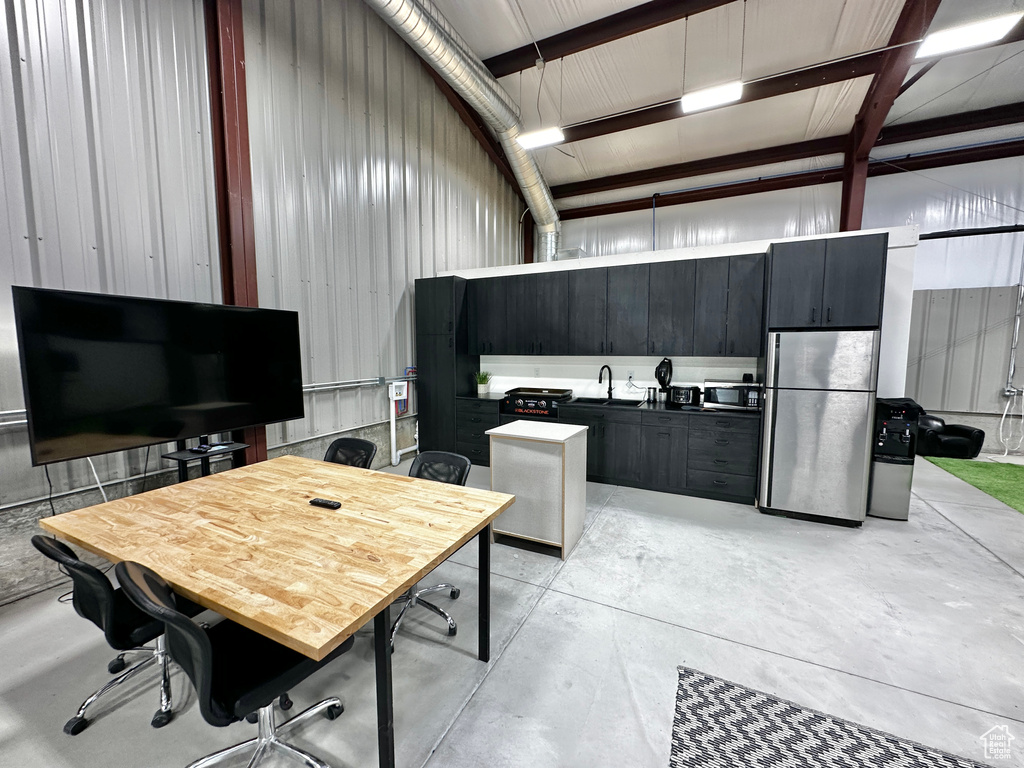 Office featuring beamed ceiling