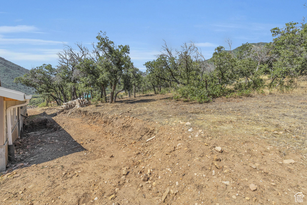 View of yard with a mountain view