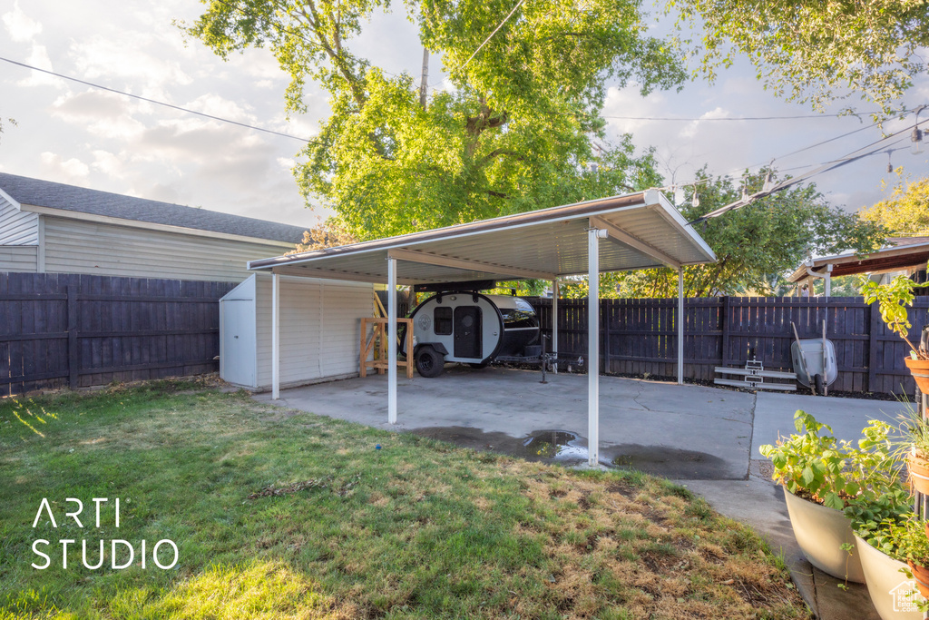 Exterior space featuring a yard