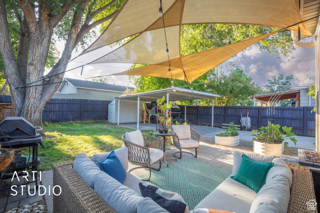 View of patio / terrace with an outdoor living space