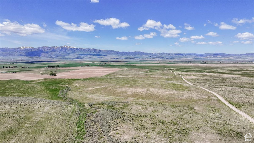 Drone / aerial view of a mountainous background