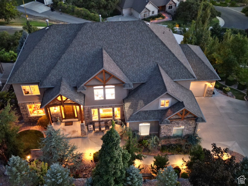 View of front facade with a patio