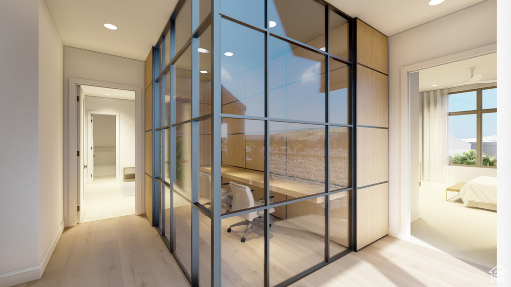 Corridor featuring light hardwood / wood-style floors