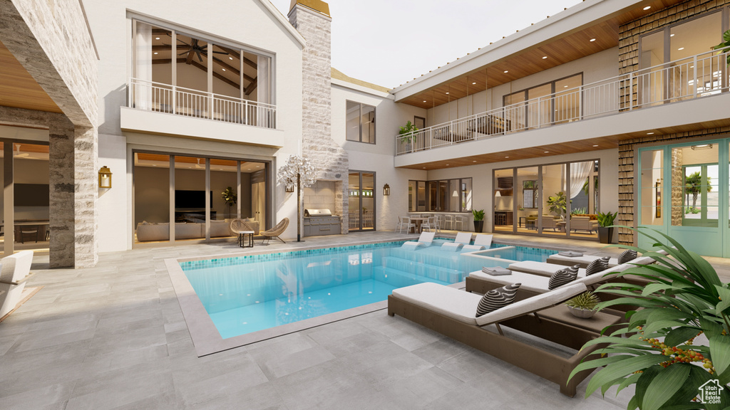 View of pool with a patio