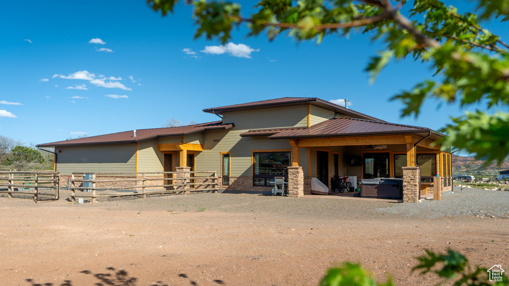 View of horse barn