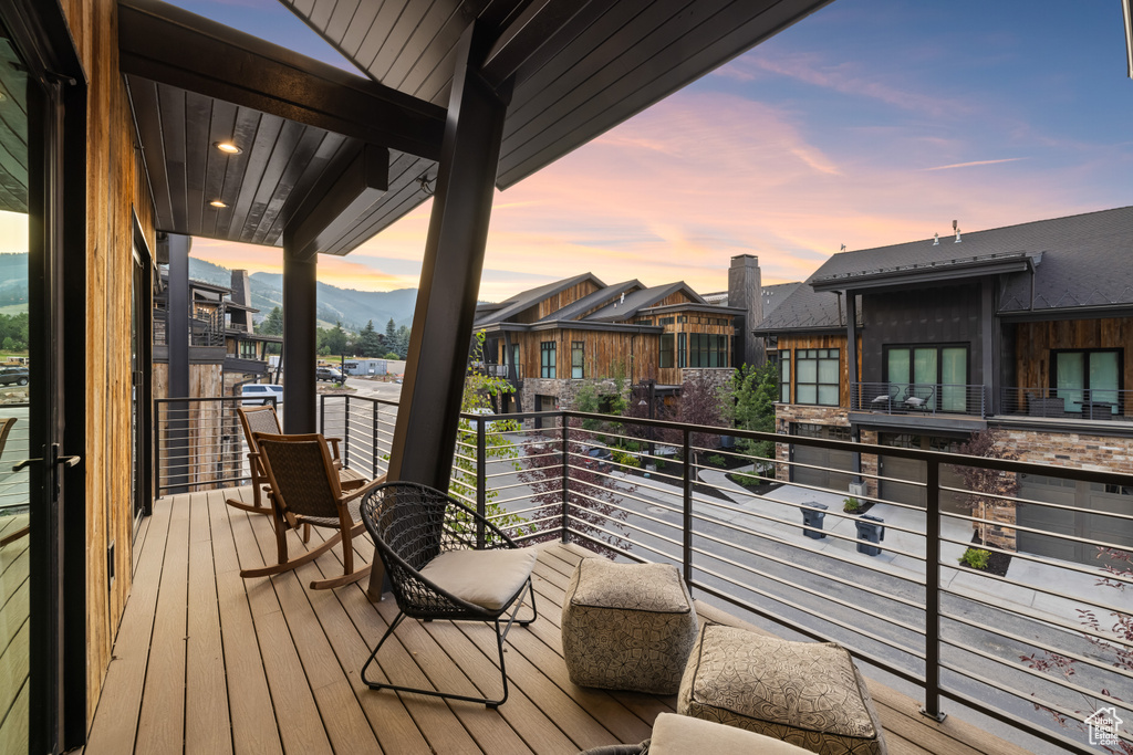 View of deck at dusk