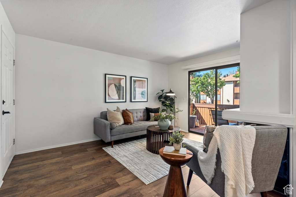 Living room featuring dark hardwood / wood-style floors