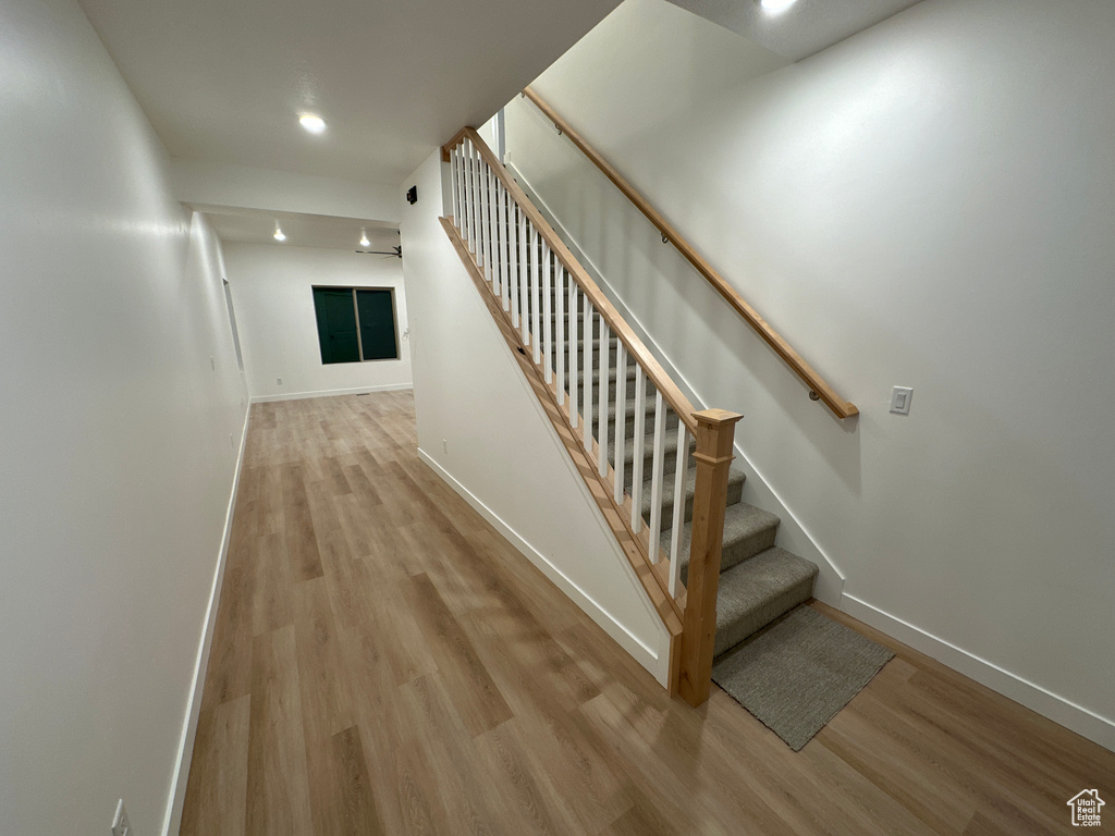 Stairway with wood-type flooring