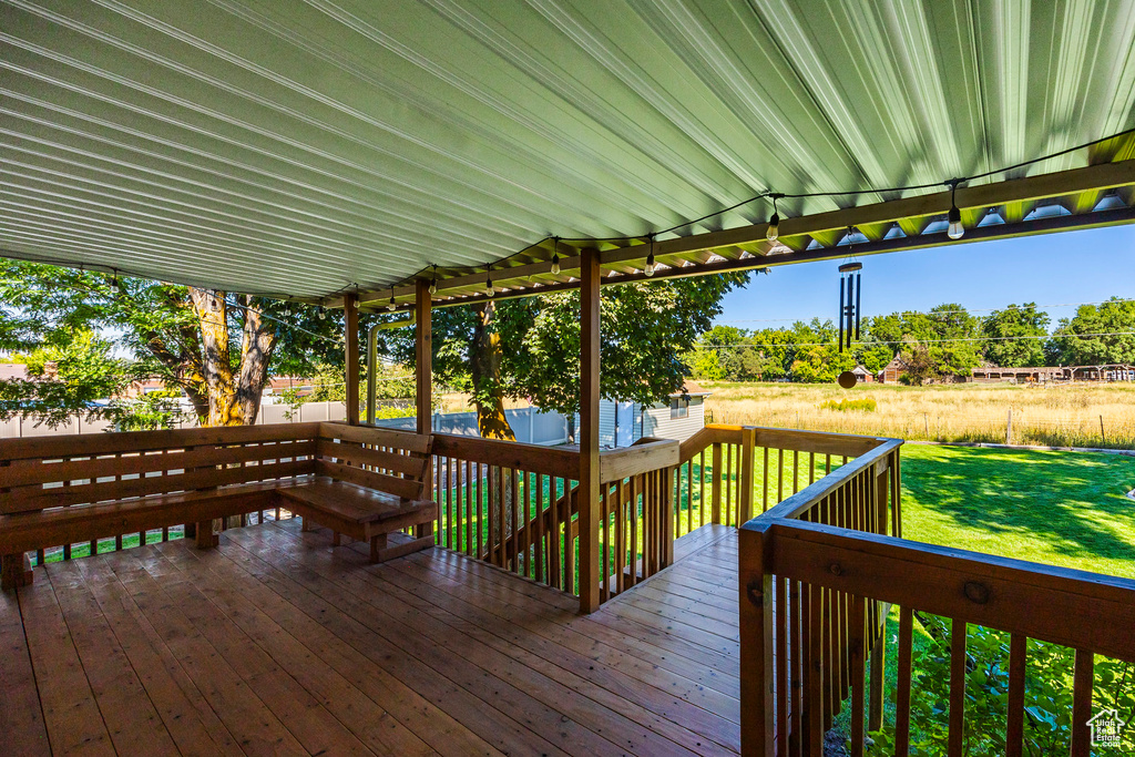 Wooden deck with a yard