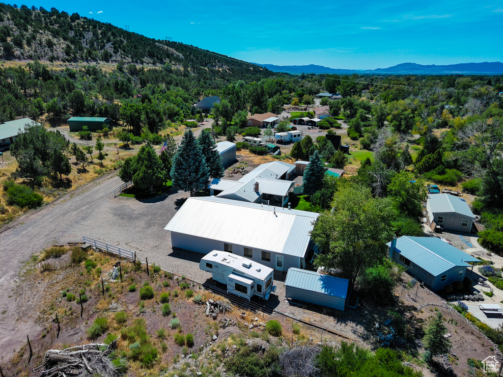 Bird's eye view with a mountain view