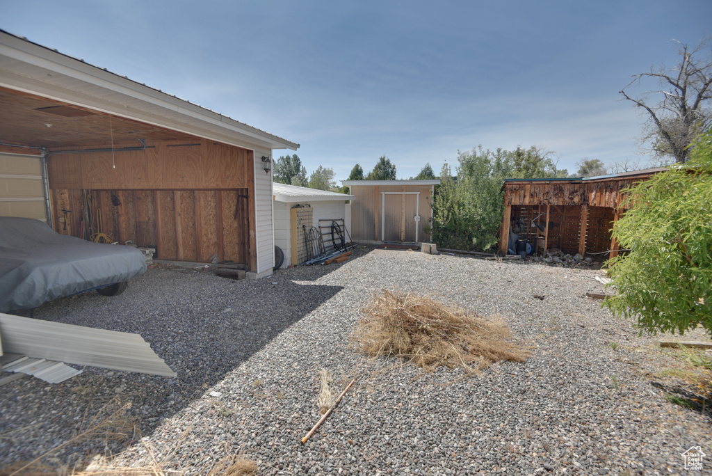 Exterior space with an outdoor structure