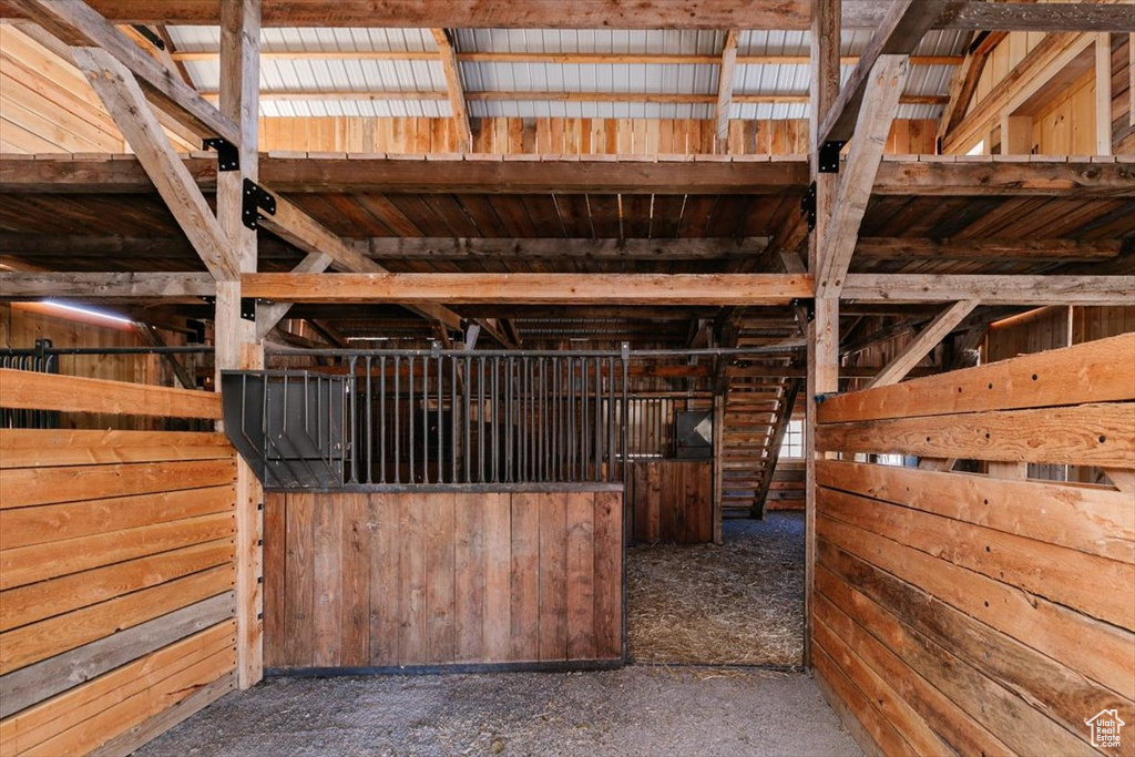 View of horse barn